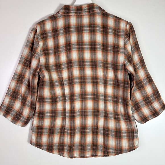 CP Shades Plaid Button Down 3/4 Sleeve Shirt Size Medium - Picture 2 of 9